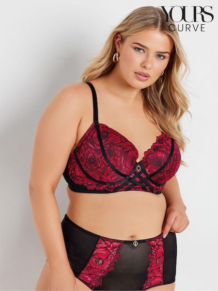 Yours Curve Red Three Tone Padded Plunge Bra (AU1226) | £30