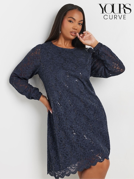 Yours Curve Blue Lace Midi Dress (AU1536) | £45