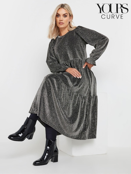 Yours Curve Silver Brillo Midaxi Dress (AU1537) | £37