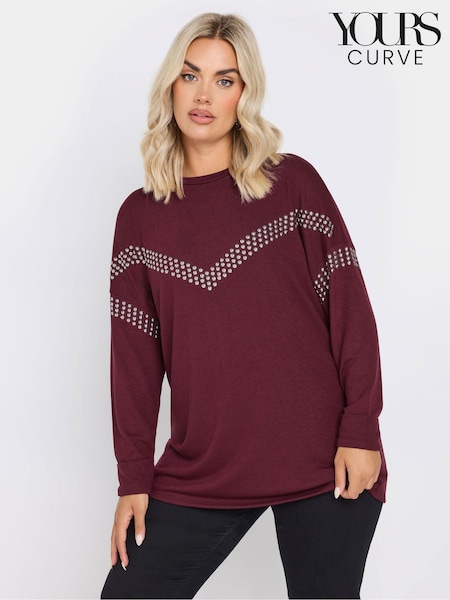 Yours Curve Red Chevron Studded Jumper (AU1576) | £34