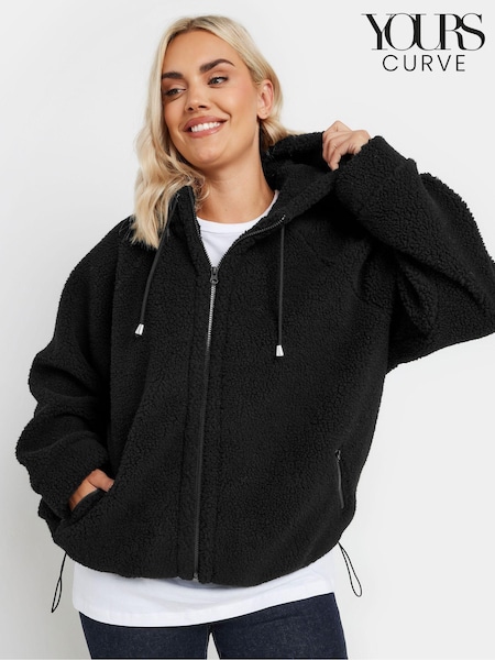 Yours Curve Black Oversized Limited Borg Hoodie (AU1602) | £37