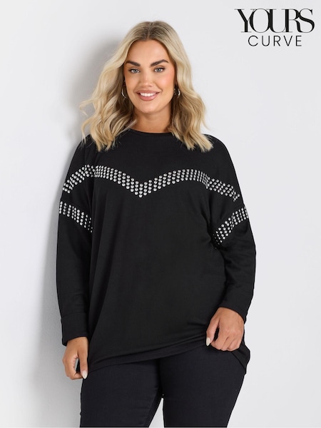 Yours Curve Black Chevron Studded Jumper (AU1613) | £34