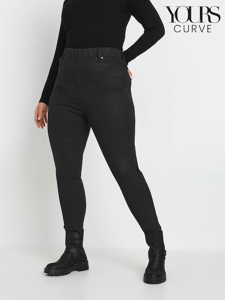 Yours Curve Black Coated Grace Jeggings (AU1617) | £31