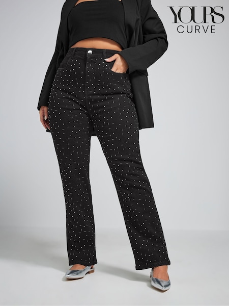 Yours Curve Black Limited Collection Stretch Studded Jeans (AU1621) | £45