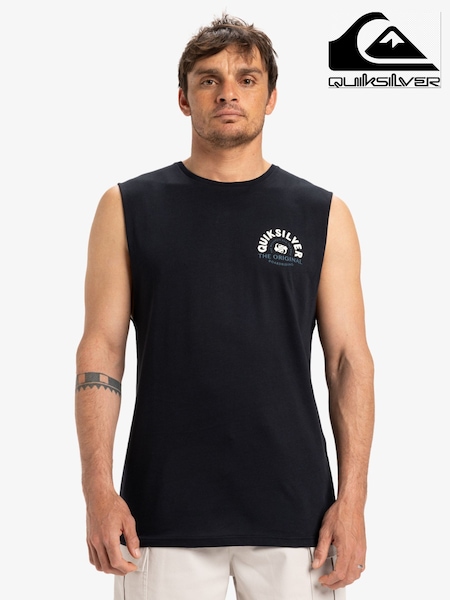 Quiksilver Black Summer Road Logo Muscle 100% Cotton Vest (AU1635) | £22