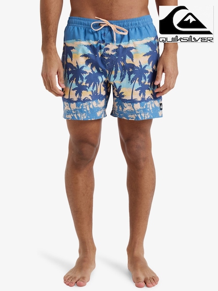 Quiksilver Blue Tropical Print Everyday Straight Volley 15 Swim Shorts (AU1646) | £40