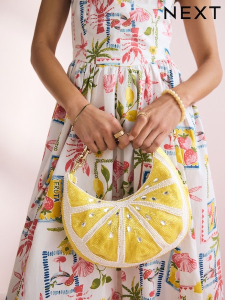 Yellow Sequin Fruit Shoulder Bag (AU1748) | £55