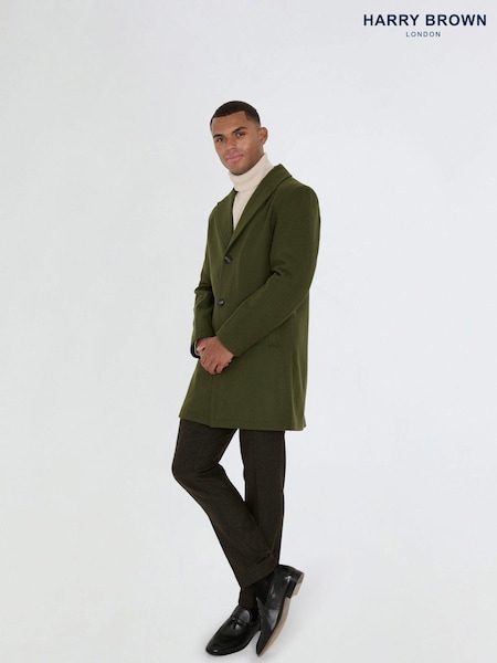 Harry Brown Green Josh Wool Melton Overcoat (AU1758) | £179