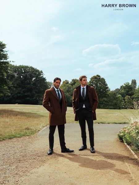Harry Brown Brown Josh Wool Melton Overcoat (AU1762) | £179