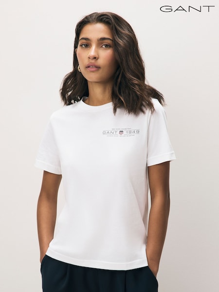 GANT White Regular-Fit Shield Short Sleeve T-Shirt (AU1786) | £35