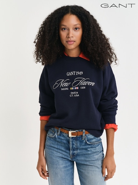 GANT Navy Graphic Crew Neck Sweatshirt (AU1803) | £135