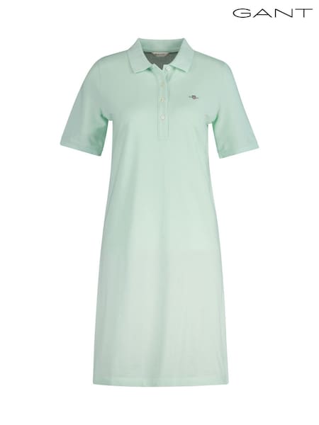 GANT Mint Green Shield Short Sleeve Pique 100% Cotton Polo Dress (AU1804) | £100