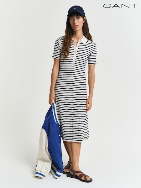 GANT Navy Knitted Stripe Short Sleeve Dress (AU1808) | £150