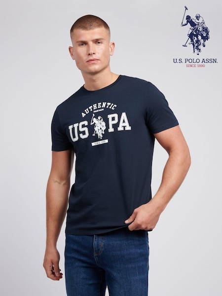 U.S. Polo Assn. Blue Mens Authentic Graphic 100% Cotton T-Shirt (AU1964) | £20