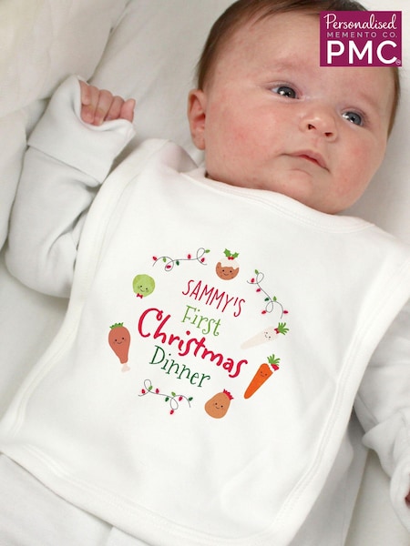 Personalised 'First Christmas Dinner' Bib by PMC (AU1976) | £13