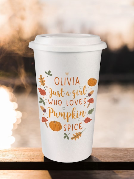 Personalised Pumpkin Spice Insulated Reusable Eco Travel Cup by PMC (AU1977) | £17