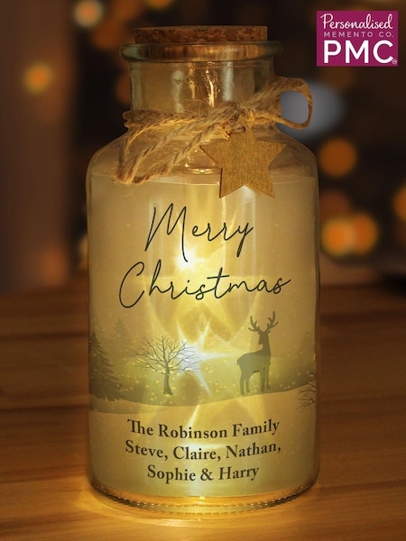 Personalised Merry Christmas LED Glass Jar by PMC (AU1985) | £20