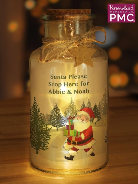 Personalised Santa LED Christmas Glass Jar by PMC (AU1987) | £20