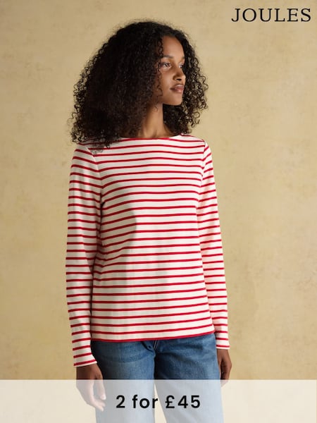 Joules Harbour Cream/Red Boat Neck Breton Top (AU2040) | £29
