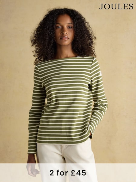 Joules Harbour Green Boat Neck Breton Top (AU2041) | £29