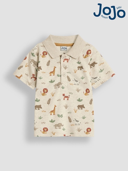 JoJo Maman Bébé Natural Safari Printed Polo Shirt (AU2091) | £16 - £19