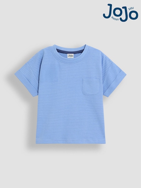 JoJo Maman Bébé Blue Textured T-Shirt (AU2213) | £11 - £14