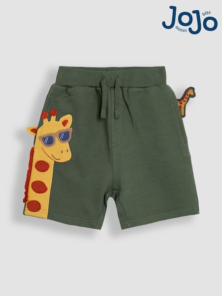 JoJo Maman Bébé Khaki Green Giraffe Appliqué Shorts (AU2227) | £16 - £18