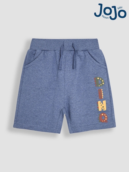 JoJo Maman Bébé Marl Blue Dino Dino Puff Print Shorts (AU2238) | £16 - £19