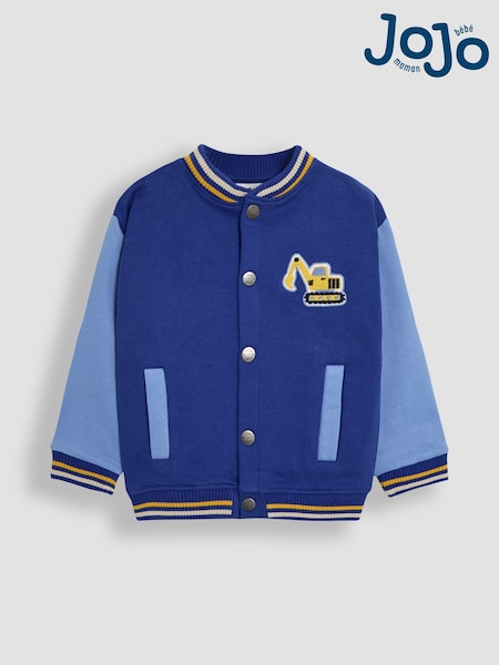 JoJo Maman Bébé Blue Digger Letterman Bomber Jacket (AU2254) | £27 - £30