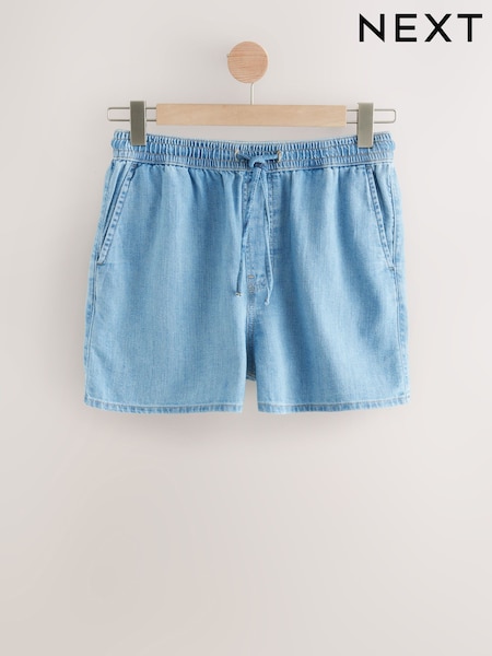 Mid Blue Pull-On Elasticated Denim Shorts (AU2320) | £34