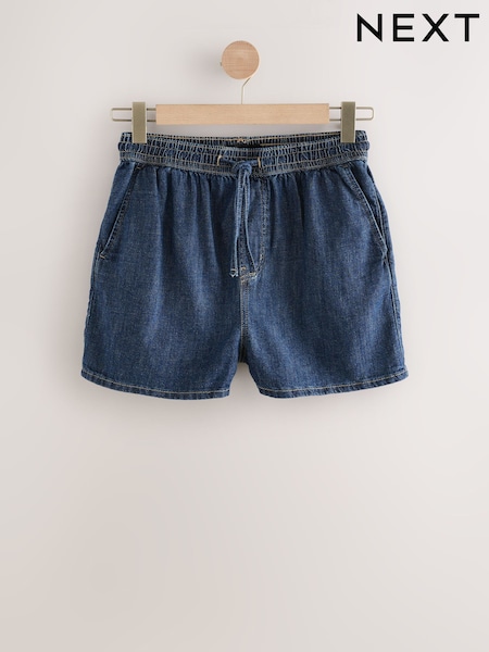 Dark Blue Pull-On Elasticated Denim Shorts (AU2322) | £34
