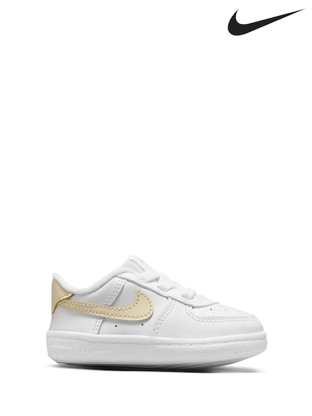 Nike White Natural Air Force 1 Crib Trainers (AU2339) | £30