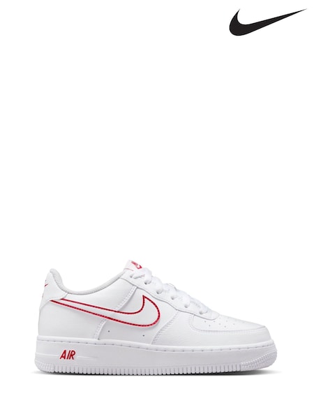 Nike White University Red Air Force 1 Youth Trainers (AU2343) | £75