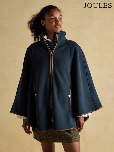 Heritage Navy Fleece Longline Cape (AU2371) | £95