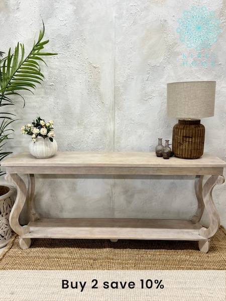 Kirei Home Cream Elegant Hand Carved Console Table (AU2385) | £595