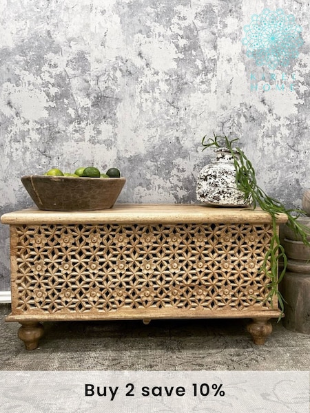 Kirei Home Natural Hand Carved Mango Wood Storage Box (AU2415) | £345