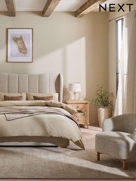 Tweedy Plain Light Natural Grace Upholstered Bed Frame (AU2423) | £399 - £499