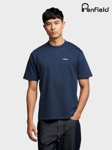 Penfield Blue Mens Relaxed Fit Original Logo 100% Cotton T-Shirt (AU2461) | £25