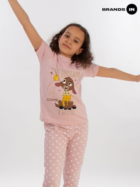 Brands In Pink Girls Baby Disney Wish Come True Valentino Hearts 100% Cotton Pyjamas (AU2464) | £19