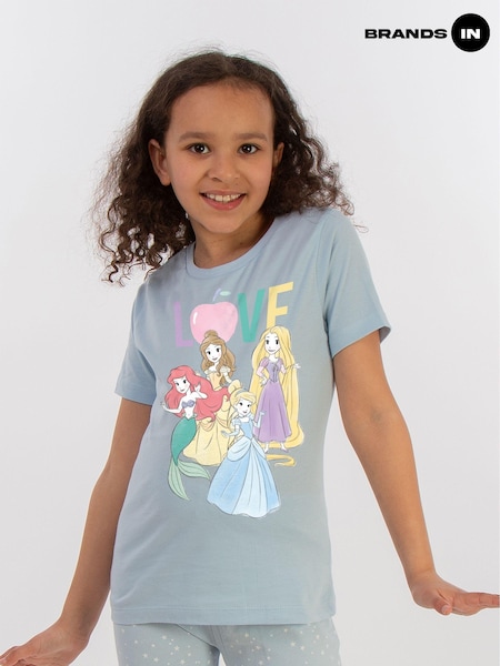 Brands In Blue Girls Baby 100% Cotton Disney Princess Love Stars Pyjamas (AU2472) | £22