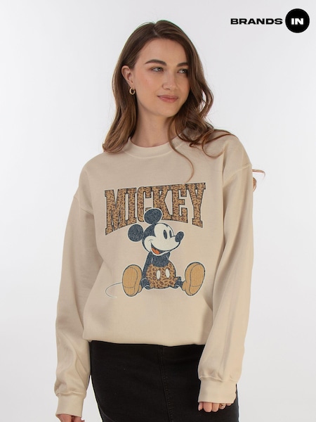 Brands In Natural Women Leopard Print Disney Mickey Mouse Sweatshirt (AU2473) | £36