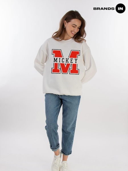 Brands In White Women Disney Mickey Mouse Letter M Sweatshirt (AU2474) | £36