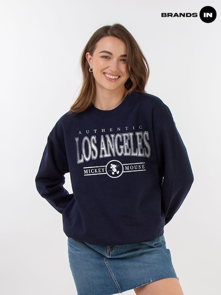 Brands In Blue Women Disney Mickey Mouse Los Angeles Varsity Sweatshirt (AU2479) | £36