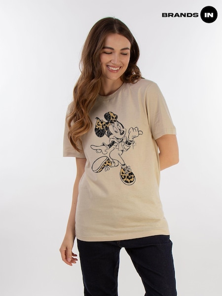 Brands In Natural Women Boyfriend Fit 100% Cotton Disney Minnie Mouse Jump T-Shirt (AU2482) | £25