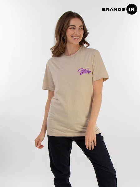 Brands In Natural Women Boyfriend Fit Disney Lilo & Stitch Cutie Graffiti 100% Cotton T-Shirt (AU2490) | £30