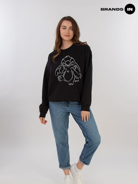 Brands In Black Women Disney Lilo And Stitch Outline Sweatshirt (AU2491) | £36