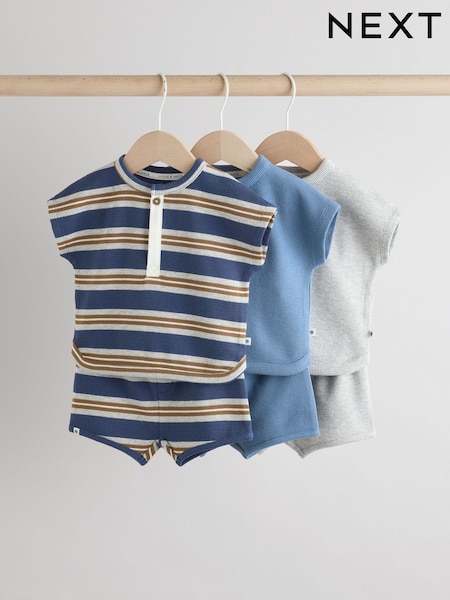 Blue Striped Baby Tops and Shorts Set 6 Piece (AU2514) | £28 - £30