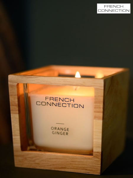 French Connection Natural Wooden Surround Orange Ginger Candle 200G (AU2521) | £20