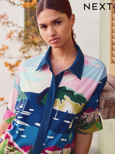 Multi Printed Scenic Holiday Short Sleeve Shirt (AU2585) | £37