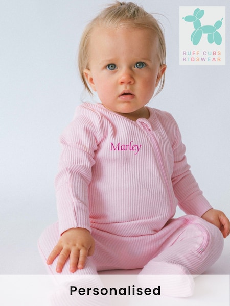 Personalised Ribbed  Sleepsuit By Ruff Cubs Kidswear (AU2615) | £32